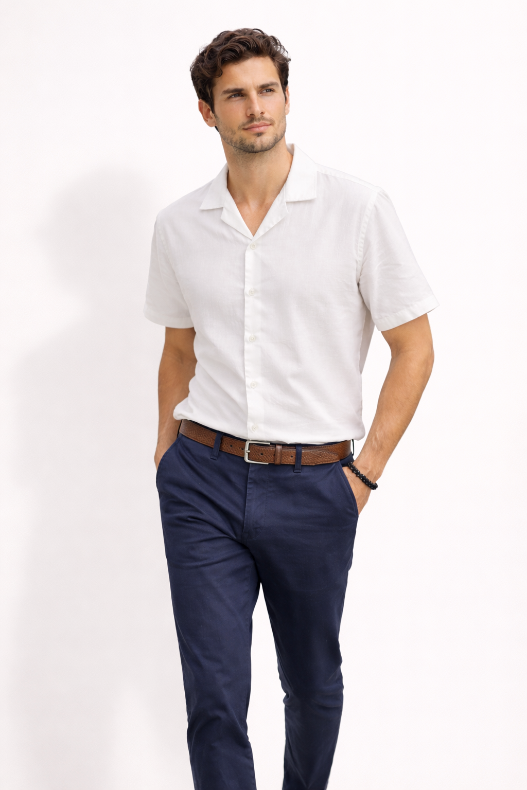 Men’s Linen Cuban Collar Shirt