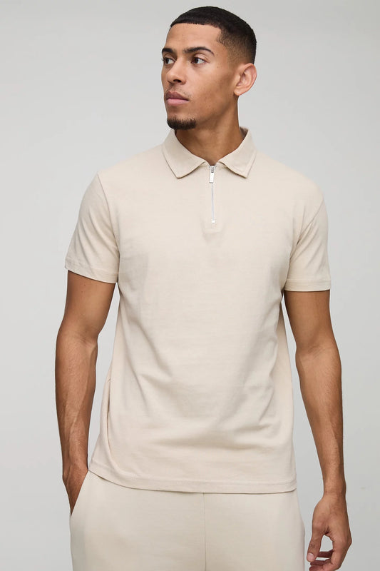 Bohooman Pique Zip Polo Shirt