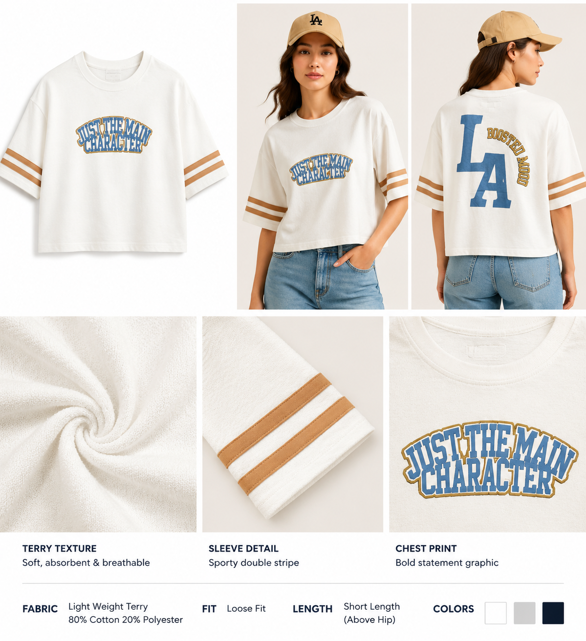 Just The Main Character Lightweight Terry Loose Fit T-Shirt