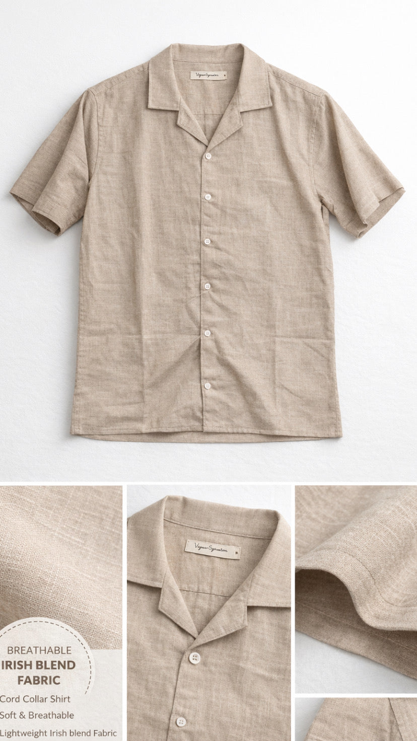 Men’s Linen Cuban Collar Shirt 