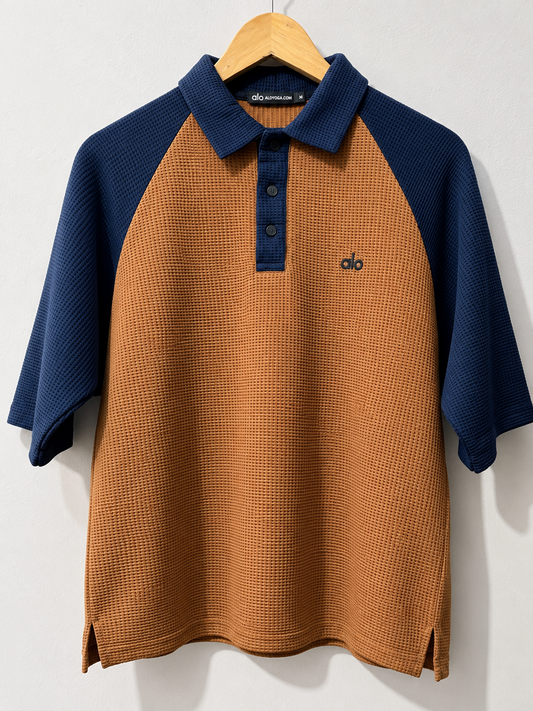 Premium Waffle Knit Raglan Polo Shirt