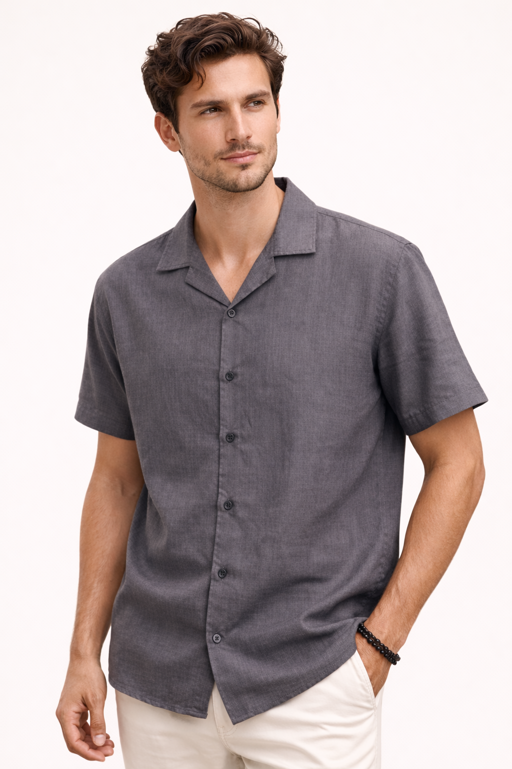 Men’s Linen Cuban Collar Shirt 
