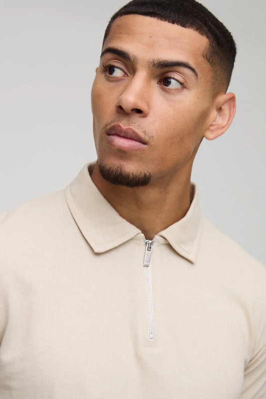 Bohooman Pique Zip Polo Shirt