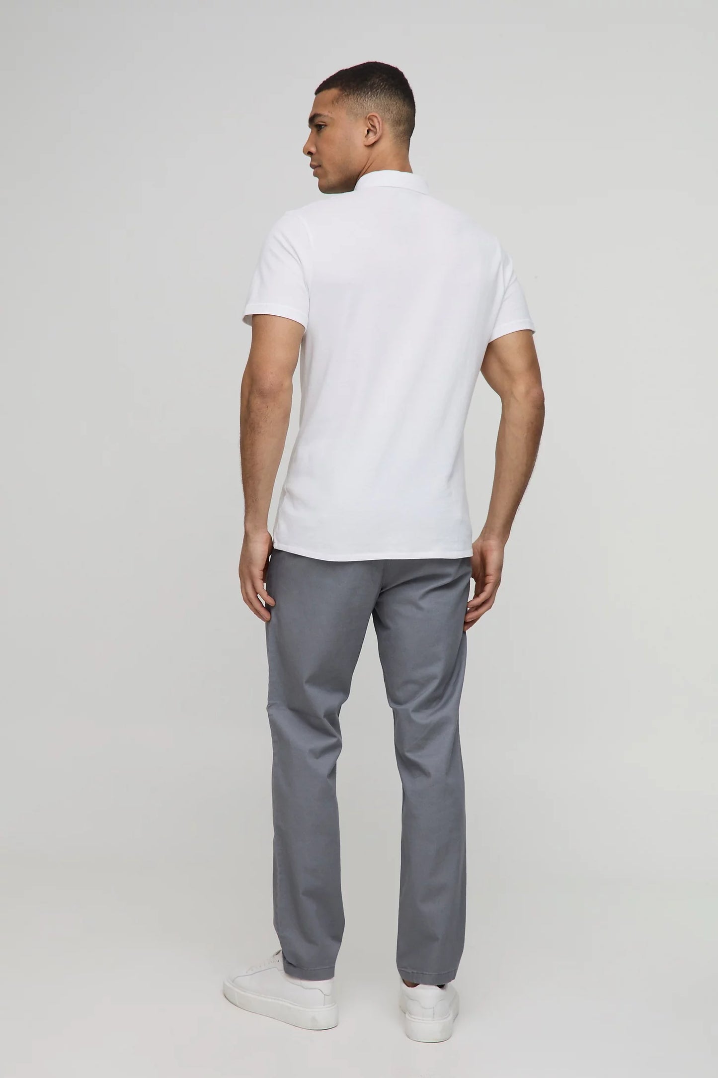 Button-Down Half Sleeves Jersey Shirt | Slim Fit
