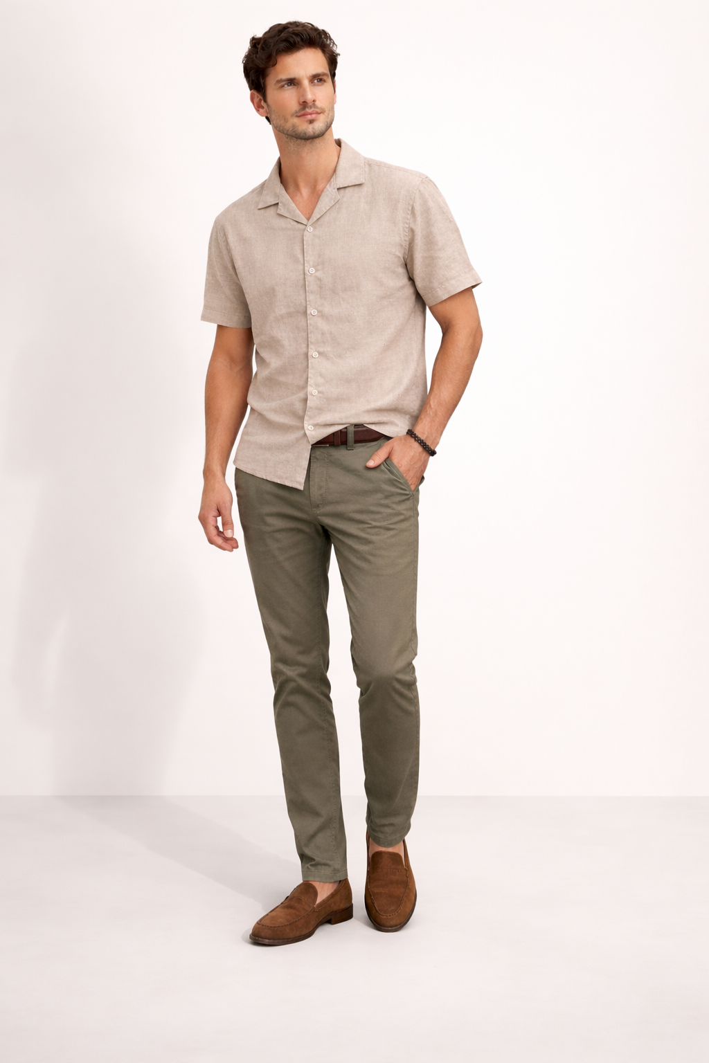 Men’s Linen Cuban Collar Shirt 