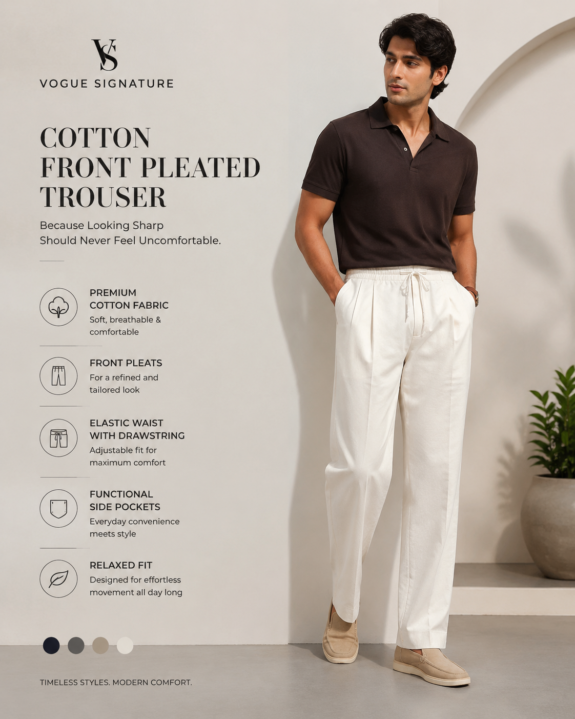 Men’s Premium Cotton Front Pleated Trouser