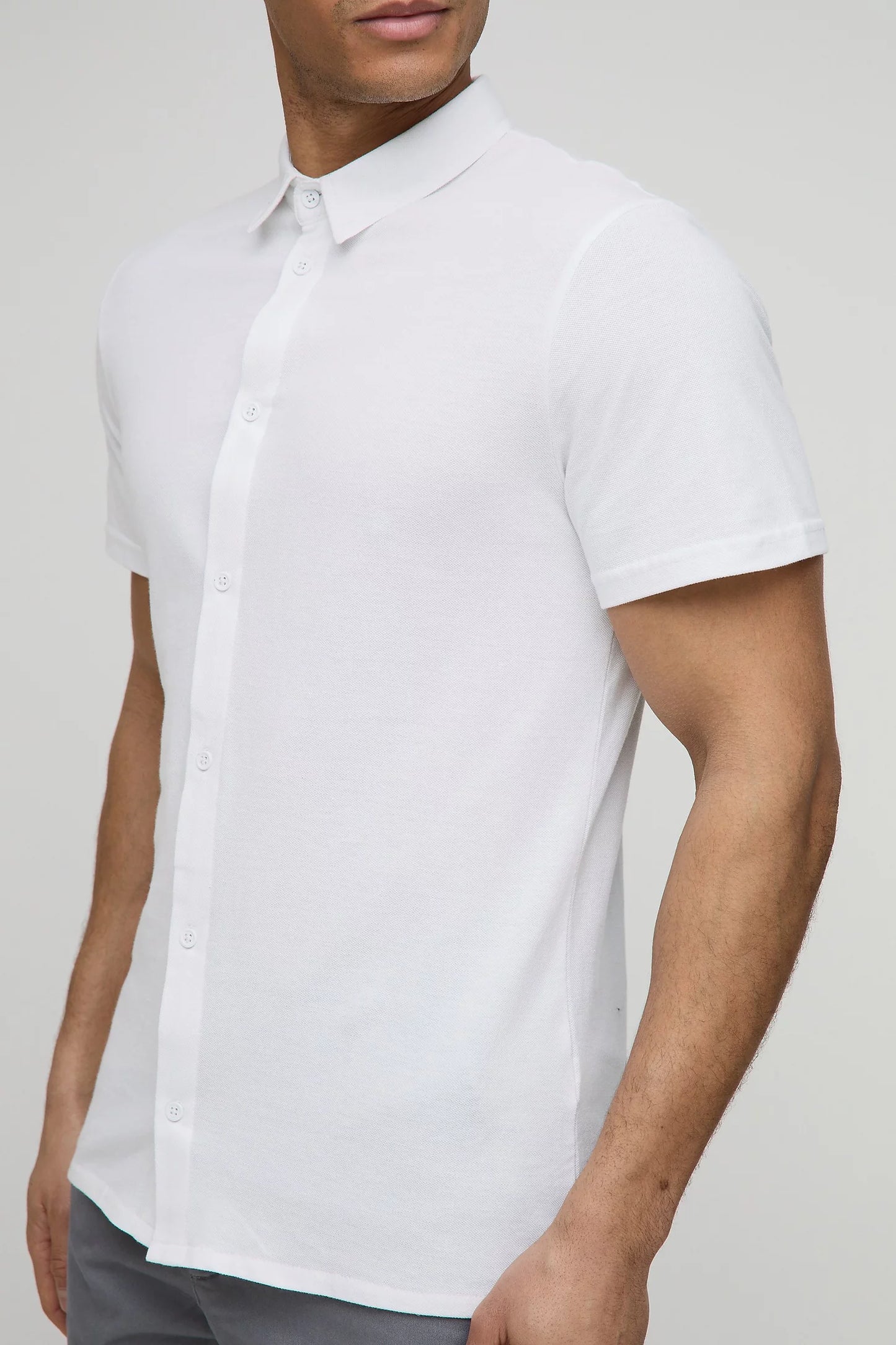Button-Down Half Sleeves Jersey Shirt | Slim Fit