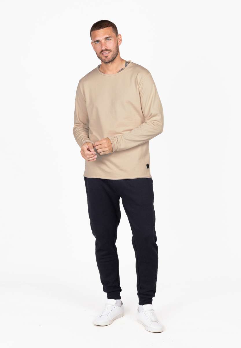Men’s Cotton Round Neck Long Sleeve Sweatshirt – Washed Casual Fit