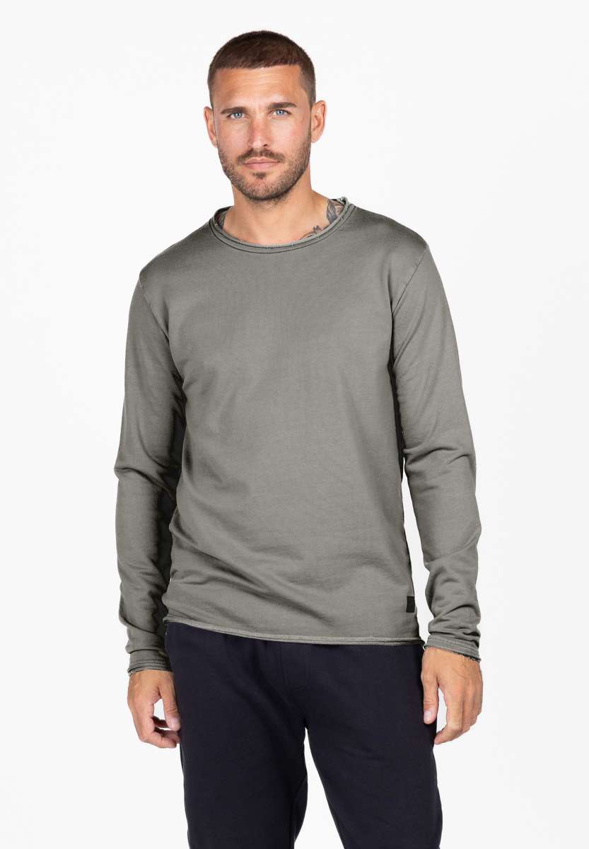Men’s Cotton Round Neck Long Sleeve Sweatshirt – Washed Casual Fit