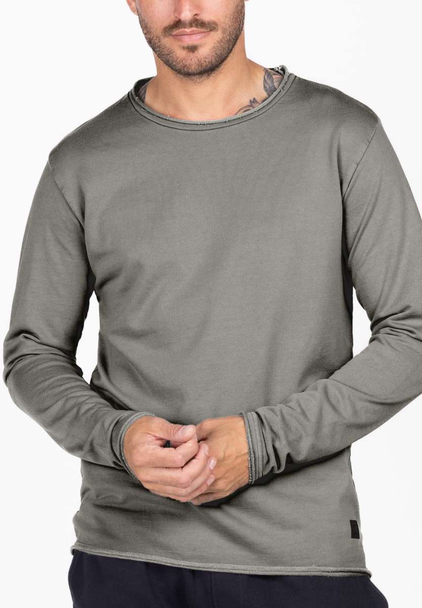 Men’s Cotton Round Neck Long Sleeve Sweatshirt – Washed Casual Fit