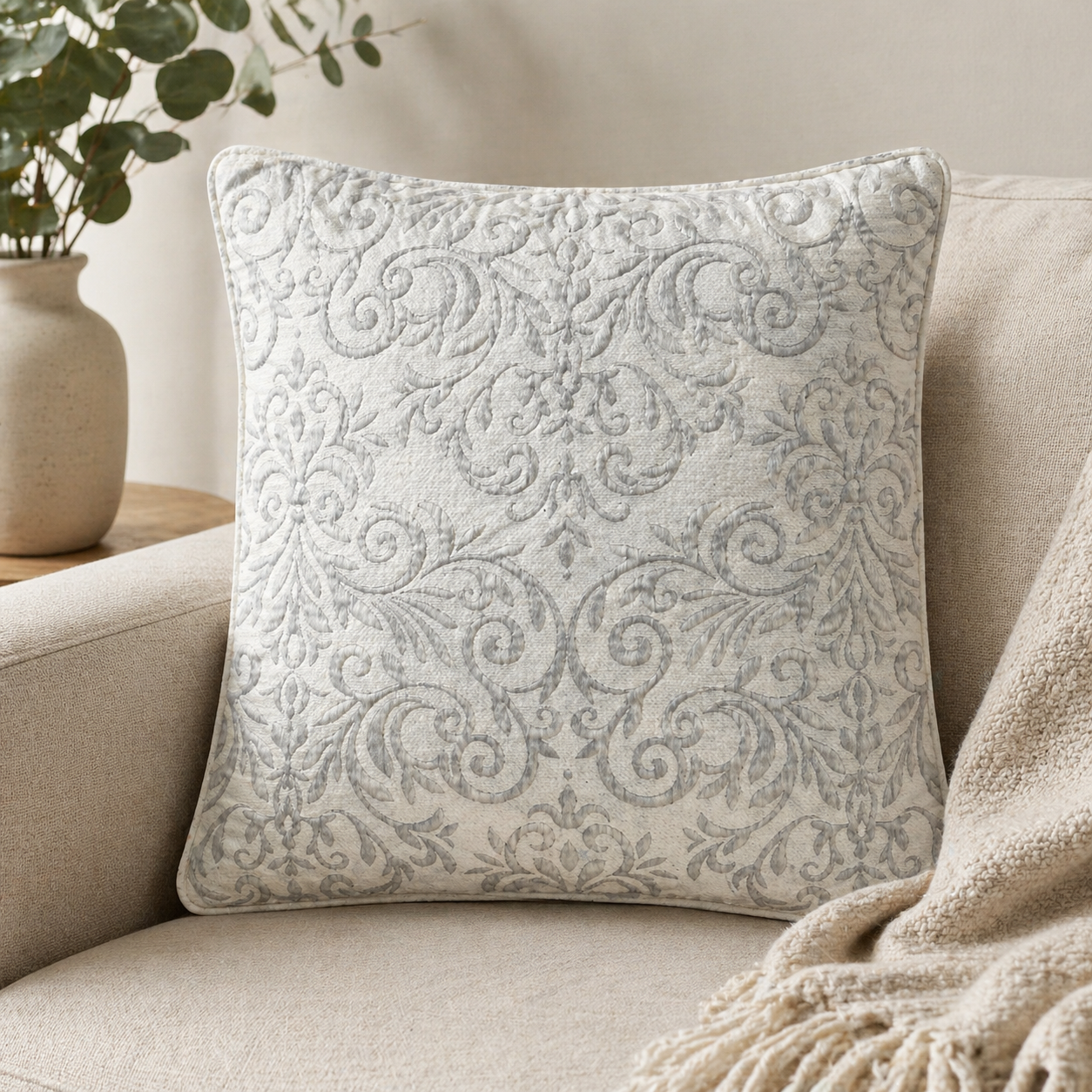 Dunelm Vintage Embroidered Pillowcase 45x45 cm