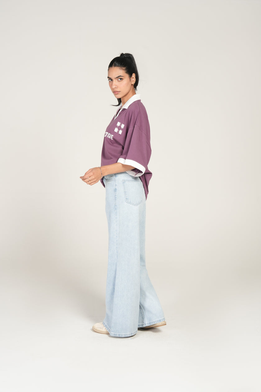 Women Oversized Polo Graphic T-Shirt
