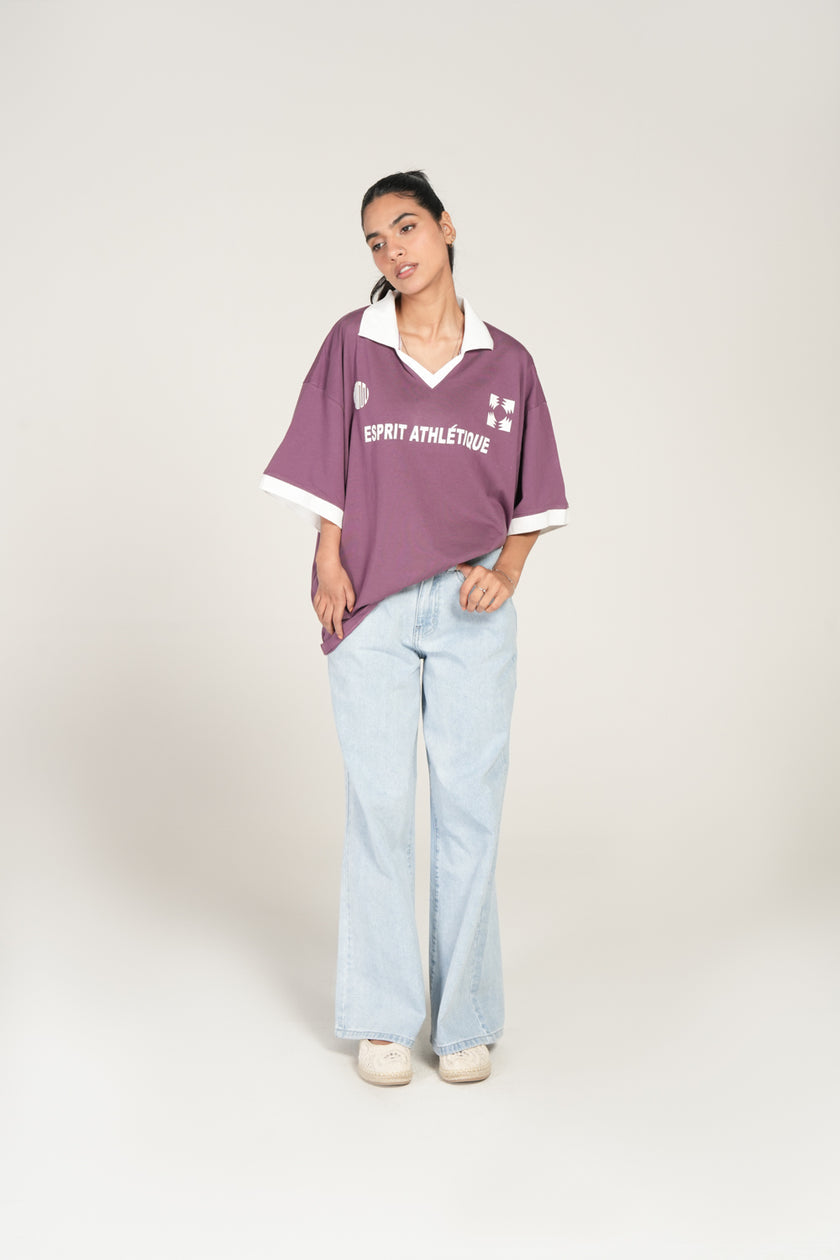 Women Oversized Polo Graphic T-Shirt