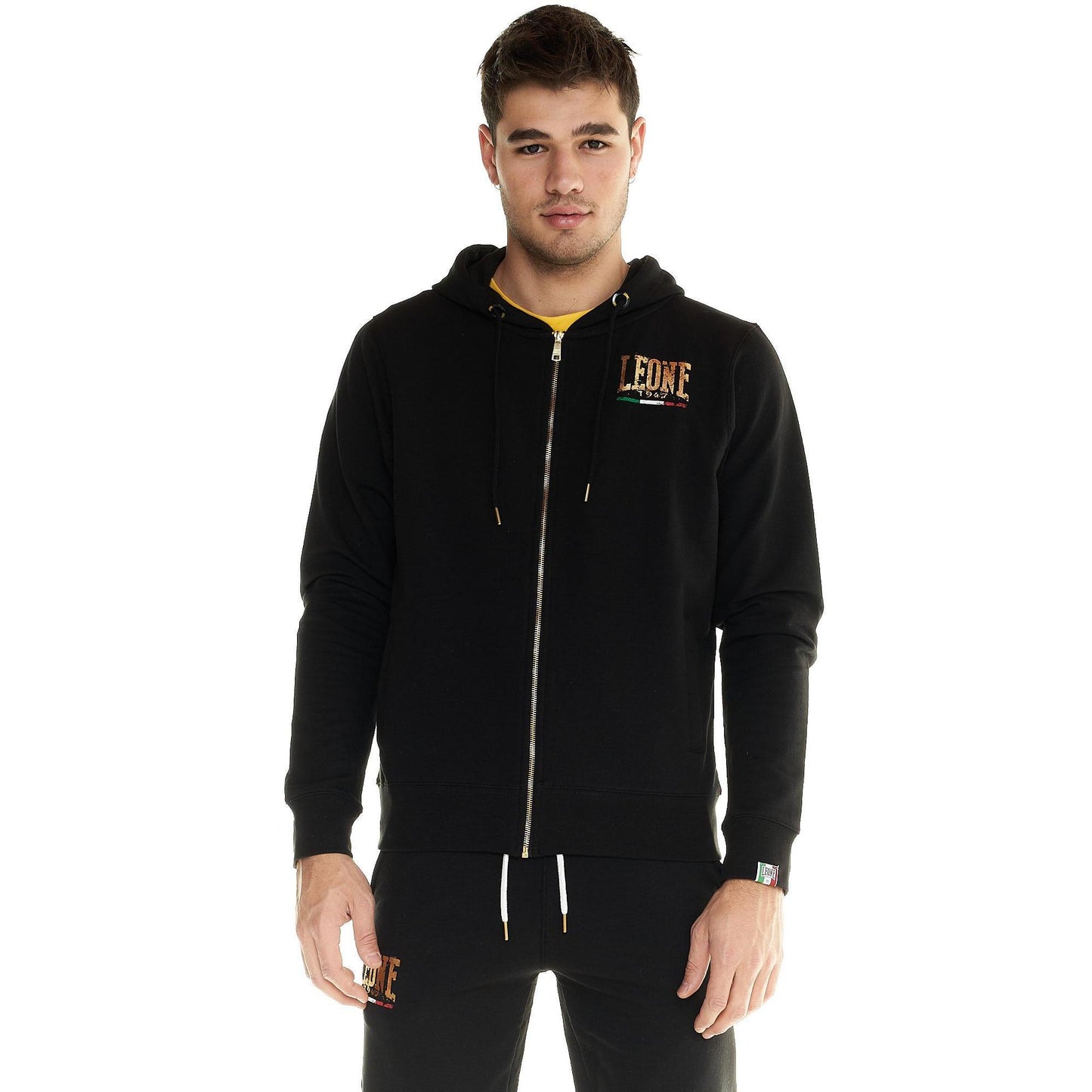 Leone 1947 Gold Print Hoodie – Premium Gym & Casual Wear