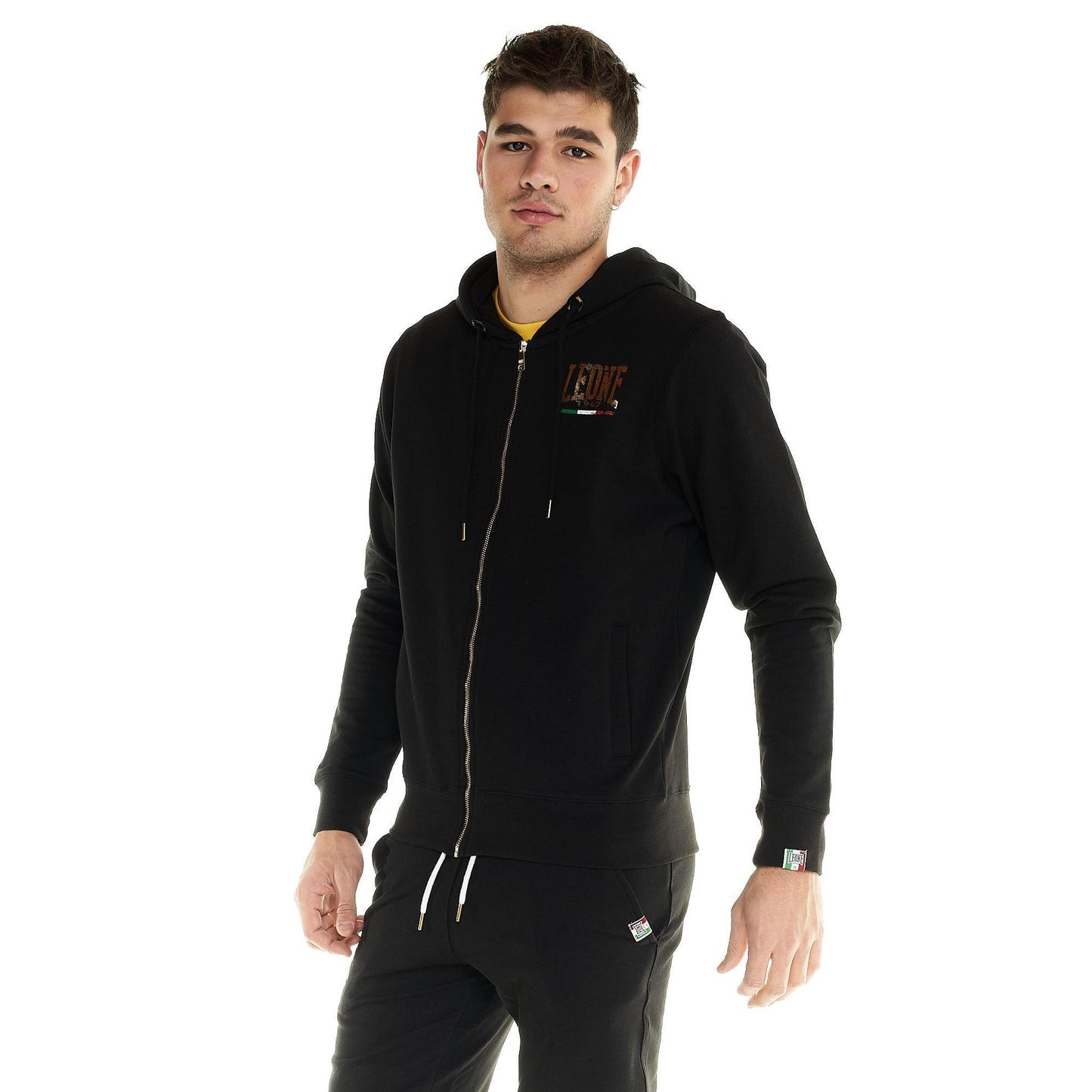 Leone 1947 Gold Print Hoodie – Premium Gym & Casual Wear